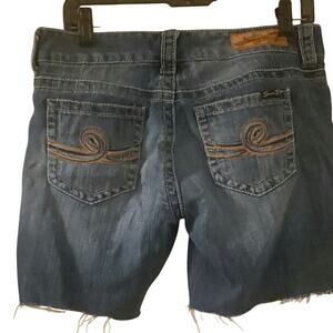 Vintage Seven7 Denim‎ Shorts Low-Rise Size 8 Y2K Cut-offs Embroidered Pockets